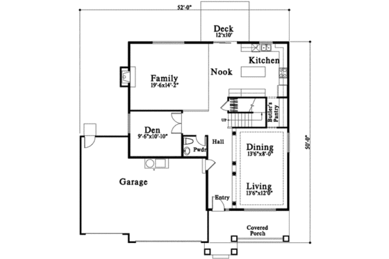 Floor Plan - Main Floor for Traditional House Plan #78-107 - 4 bed, 2.5 bath
