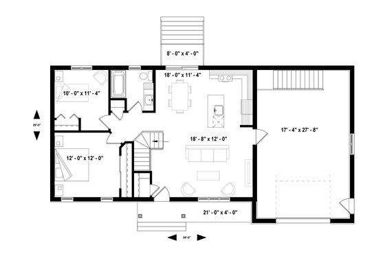 Floor Plan - Main Floor for Ranch House Plan #23-2653 - 2 bed, 1 bath