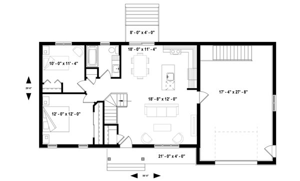 Architectural House Design - Ranch Floor Plan - Main Floor Plan #23-2653