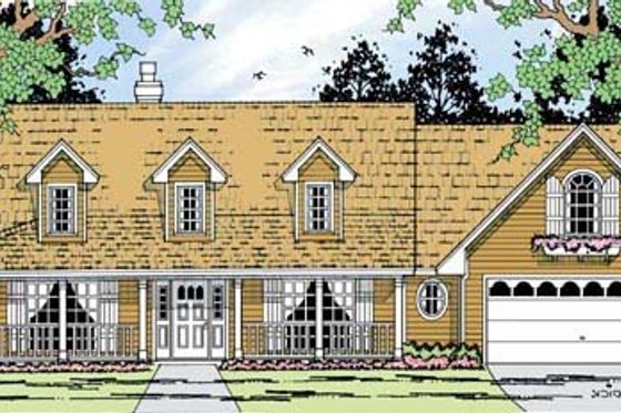 Exterior - Front Elevation for Farmhouse House Plan #42-352 - 3 bed, 2 bath