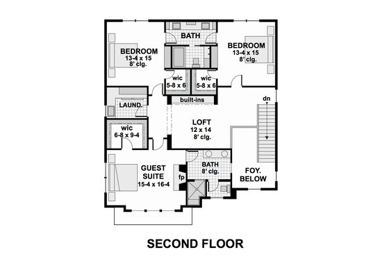 Floor Plan - Upper Floor for Contemporary House Plan #51-580 - 5 bed, 4.5 bath