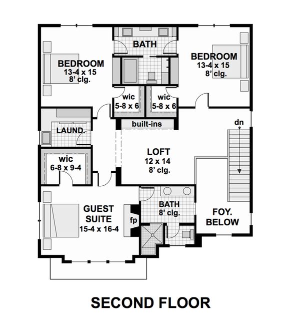 Contemporary Floor Plan - Upper Floor Plan #51-580