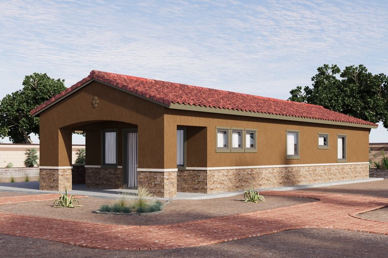 Home Plan - Exterior - Front Elevation 4 for Adobe / Southwestern House Plan #1106-106 - 3 bed, 2 bath