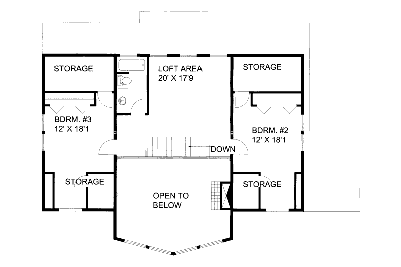 Home Plan - Floor Plan - Upper Floor for Cabin House Plan #117-773 - 3 bed, 2.5 bath