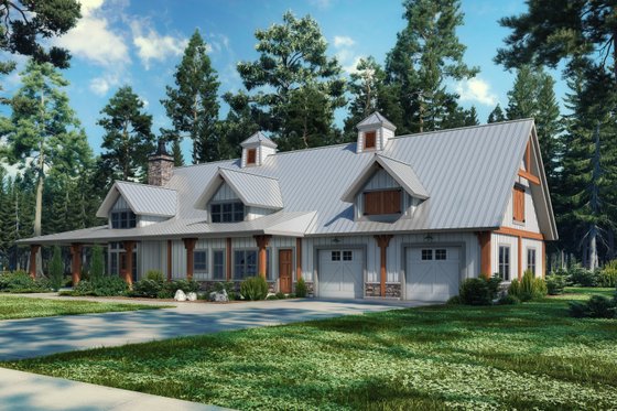 Exterior - Front Elevation 3 for Barndominium House Plan #942-61 - 3 bed, 2.5 bath