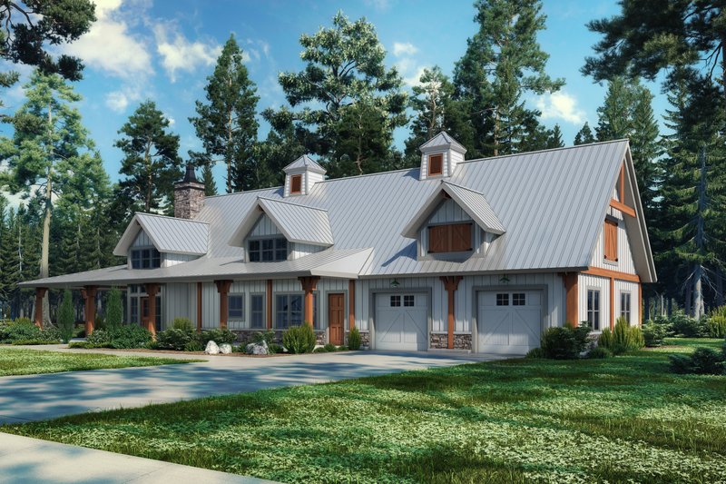 House Blueprint - Exterior - Front Elevation 3 for Barndominium House Plan #942-61 - 3 bed, 2.5 bath