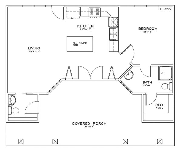 Cabin Floor Plan - Main Floor Plan #8-145