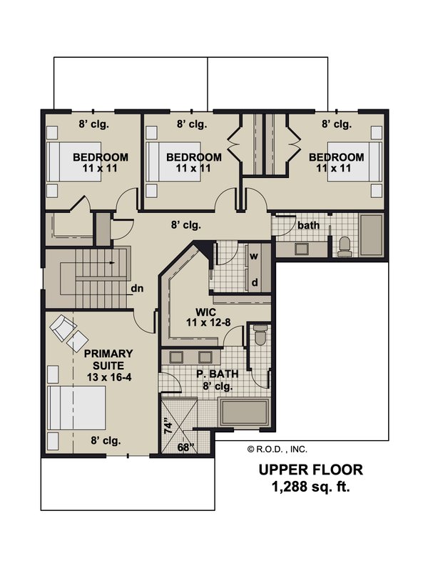 Architectural House Design - Craftsman Floor Plan - Upper Floor Plan #51-1359