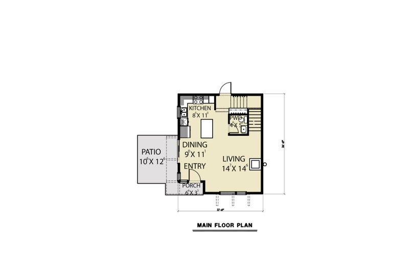 Architectural House Design - Floor Plan - Main Floor for Contemporary House Plan #1070-66 - 2 bed, 2.5 bath