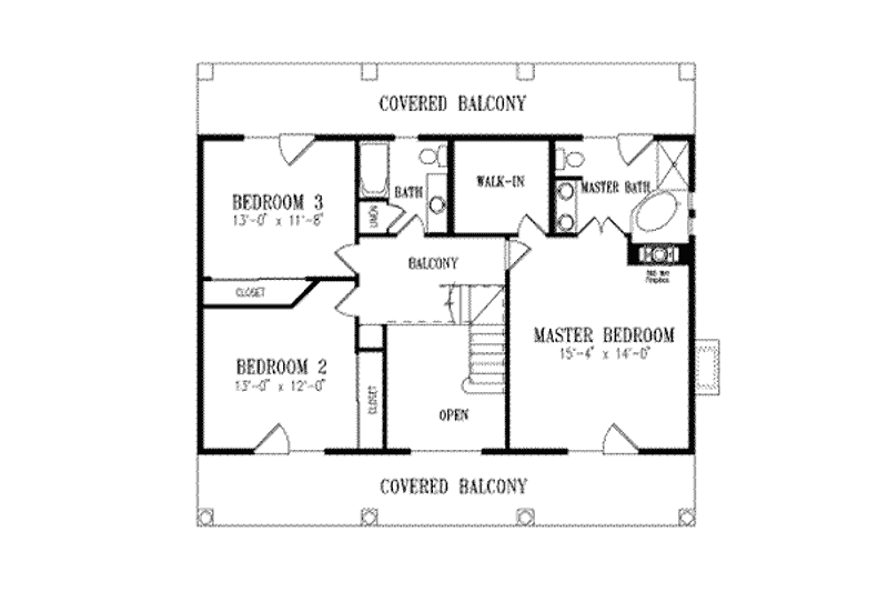 Dream House Plan - Floor Plan - Upper Floor for Southern House Plan #1-490 - 3 bed, 2.5 bath