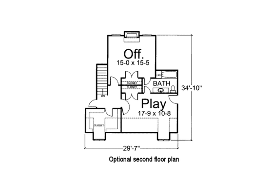 Floor Plan - Upper Floor for Classical House Plan #119-158 - 3 bed, 2.5 bath