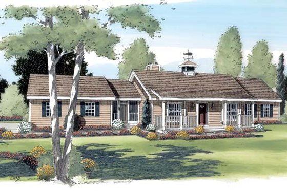 Exterior - Front Elevation for Ranch House Plan #312-344 - 3 bed, 2 bath