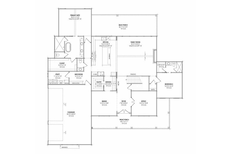 House Design - Floor Plan - Main Floor for Farmhouse House Plan #1096-202 - 4 bed, 4.5 bath