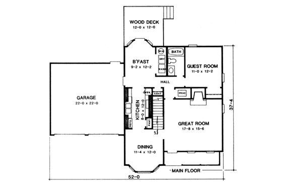 Floor Plan - Main Floor for Victorian House Plan #10-235 - 4 bed, 3 bath