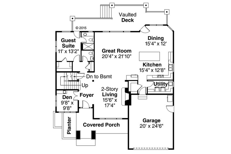 House Blueprint - Floor Plan - Main Floor for Mediterranean House Plan #124-1016 - 4 bed, 4.5 bath