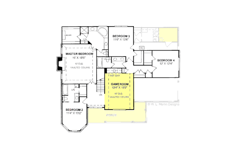 House Design - Floor Plan - Upper Floor for Traditional House Plan #20-310 - 4 bed, 3.5 bath