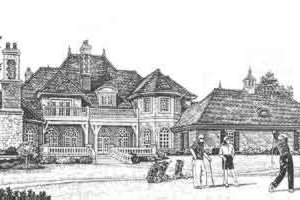 Exterior - Rear Elevation for European House Plan #310-352 - 5 bed, 8 bath