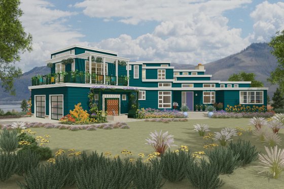 Exterior - Front Elevation for Contemporary House Plan #917-42 - 4 bed, 5 bath