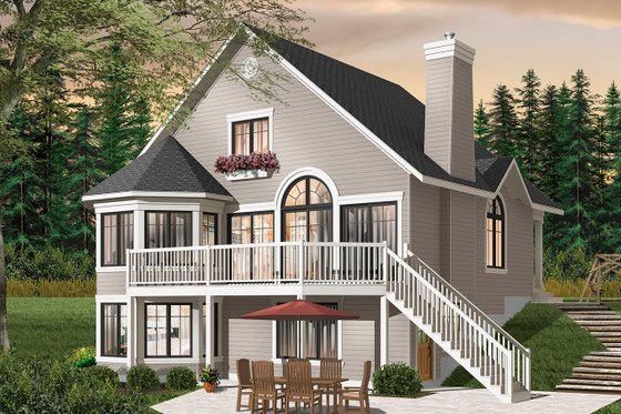 Exterior - Rear Elevation 3 for European House Plan #23-2511 - 3 bed, 2 bath