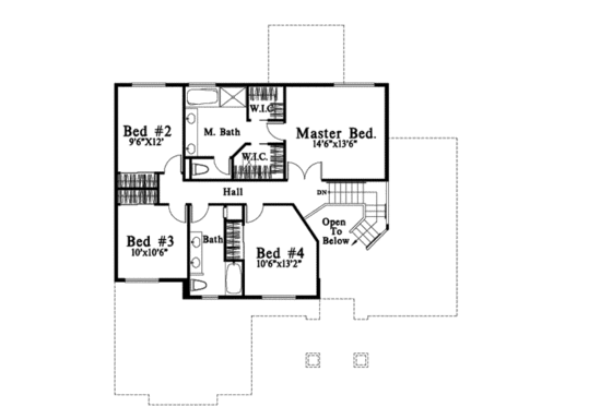 Floor Plan - Upper Floor for Contemporary House Plan #78-212 - 4 bed, 2.5 bath