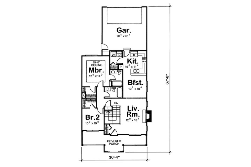Dream House Plan - Floor Plan - Main Floor for Cottage House Plan #20-122 - 2 bed, 2 bath
