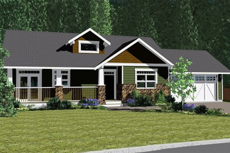 Architectural House Design - Craftsman Exterior - Front Elevation Plan #126-142