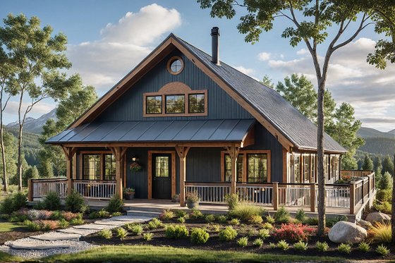 Exterior - Front Elevation 4 for Cottage House Plan #124-452 - 3 bed, 2 bath