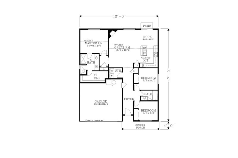 Home Plan - Floor Plan - Main Floor for Craftsman House Plan #53-661 - 3 bed, 2 bath
