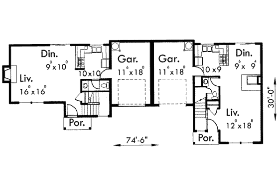 Floor Plan - Main Floor for Traditional House Plan #303-411 - 3 bed, 2.5 bath