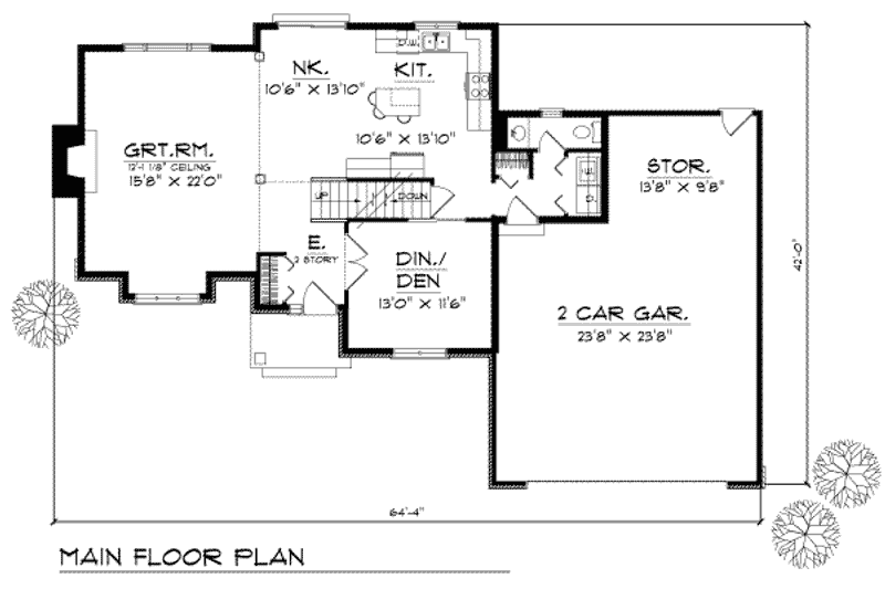 Dream House Plan - Floor Plan - Main Floor for Traditional House Plan #70-222 - 3 bed, 2.5 bath
