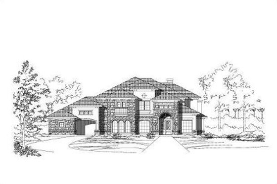 Exterior - Front Elevation for European House Plan #411-626 - 5 bed, 5.5 bath