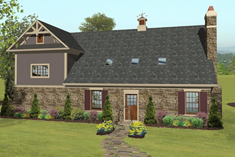 House Blueprint - Craftsman, Rear Elevation, RV Garage