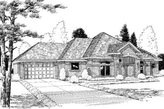 Exterior - Front Elevation for European House Plan #312-812 - 3 bed, 2 bath