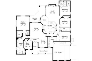 Floor Plan - Main Floor for Colonial House Plan #417-334 - 4 bed, 3 bath