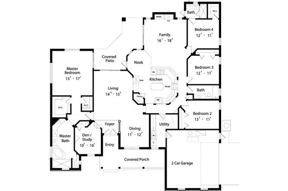 Floor Plan - Main Floor for Colonial House Plan #417-334 - 4 bed, 3 bath