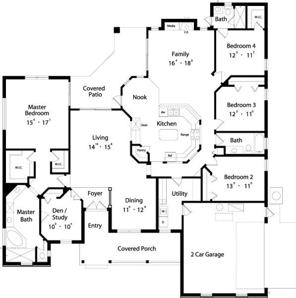 Colonial Floor Plan - Main Floor Plan #417-334