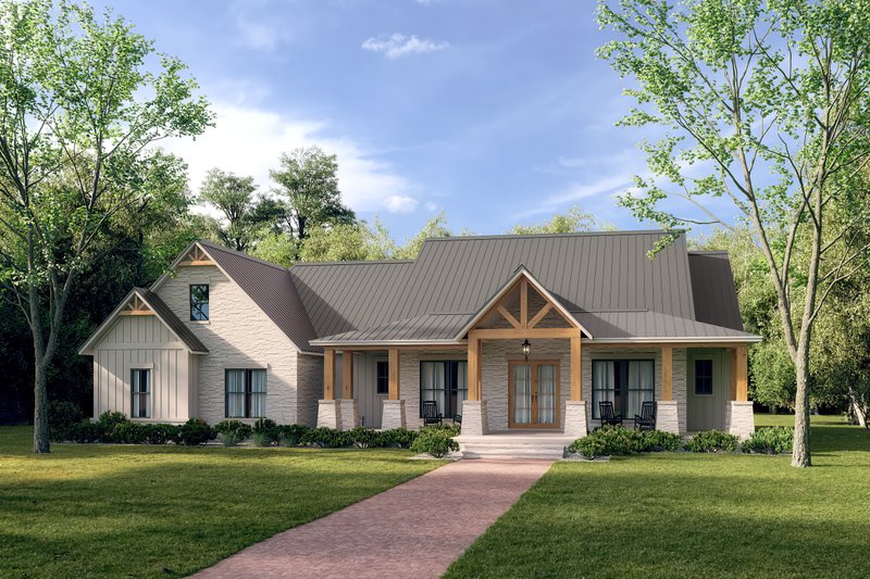 House Blueprint - Exterior - Front Elevation 3 for Farmhouse House Plan #430-300 - 4 bed, 3.5 bath