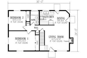 Floor Plan - Main Floor for Adobe / Southwestern House Plan #1-122 - 2 bed, 2 bath