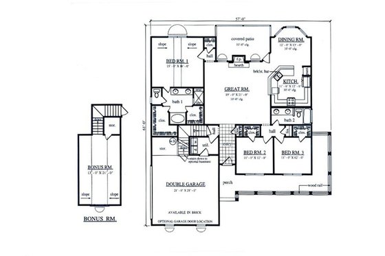 Floor Plan - Main Floor for Country House Plan #42-370 - 3 bed, 2 bath