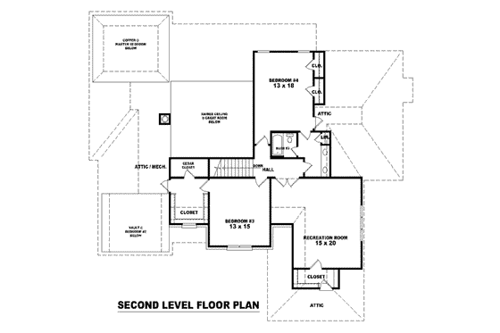Floor Plan - Upper Floor for European House Plan #81-1308 - 4 bed, 3.5 bath