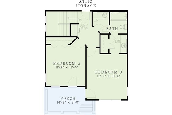 Floor Plan - Upper Floor for Southern House Plan #17-2032 - 3 bed, 2.5 bath