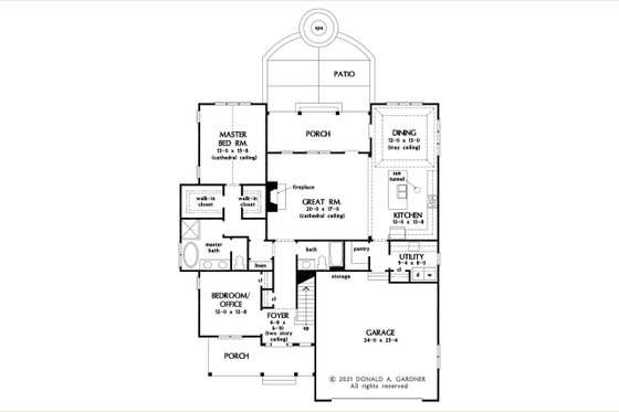 Floor Plan - Main Floor for Farmhouse House Plan #929-1147 - 4 bed, 3 bath