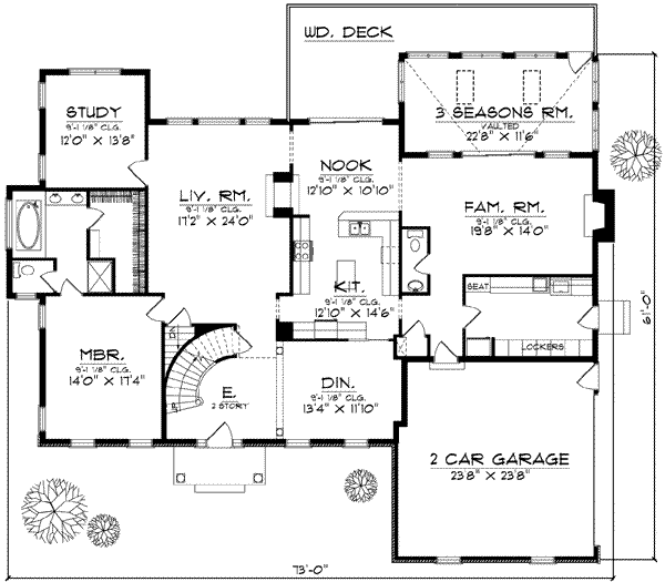 Home Plan - Colonial Floor Plan - Main Floor Plan #70-601