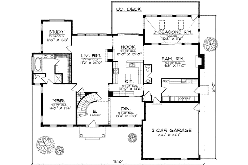 Home Plan - Floor Plan - Main Floor for Colonial House Plan #70-601 - 5 bed, 3.5 bath