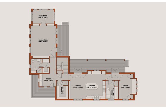 Floor Plan - Main Floor for Farmhouse House Plan #531-2 - 4 bed, 4 bath