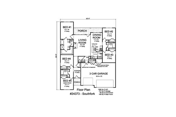 Floor Plan - Main Floor for Cottage House Plan #513-2195 - 5 bed, 3 bath