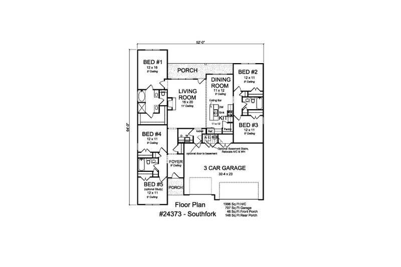 Home Plan - Floor Plan - Main Floor for Cottage House Plan #513-2195 - 5 bed, 3 bath