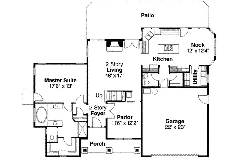 Home Plan - Floor Plan - Main Floor for Craftsman House Plan #124-567 - 3 bed, 2.5 bath