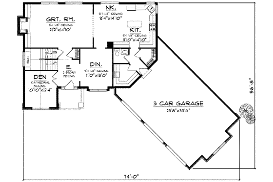 Floor Plan - Main Floor for Colonial House Plan #70-625 - 4 bed, 2.5 bath