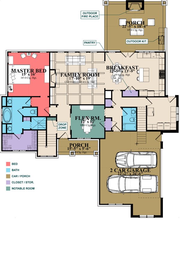 Architectural House Design - Craftsman Floor Plan - Main Floor Plan #63-418